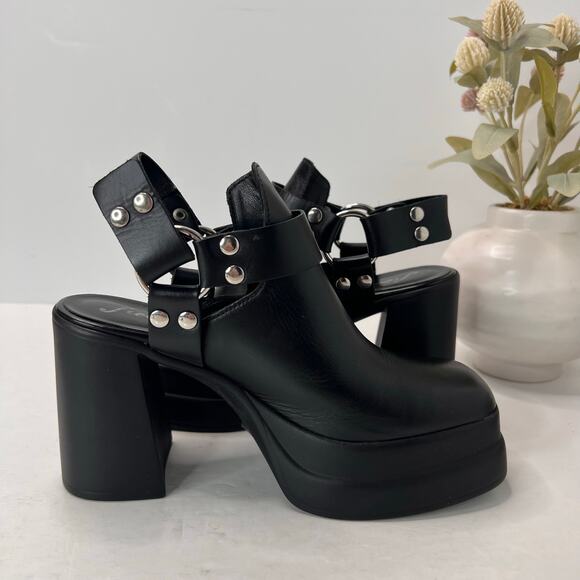 Free People Hybrid Leather Harness Booties Slingback Platform Black Women's 6.5 - Picture 6 of 11